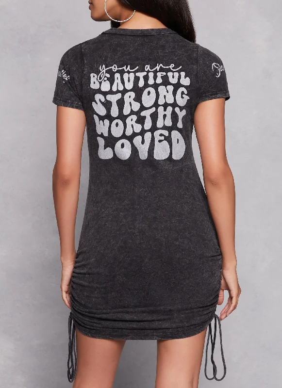 Beautiful Positive Vibes Only Acid Wash T Shirt Dress