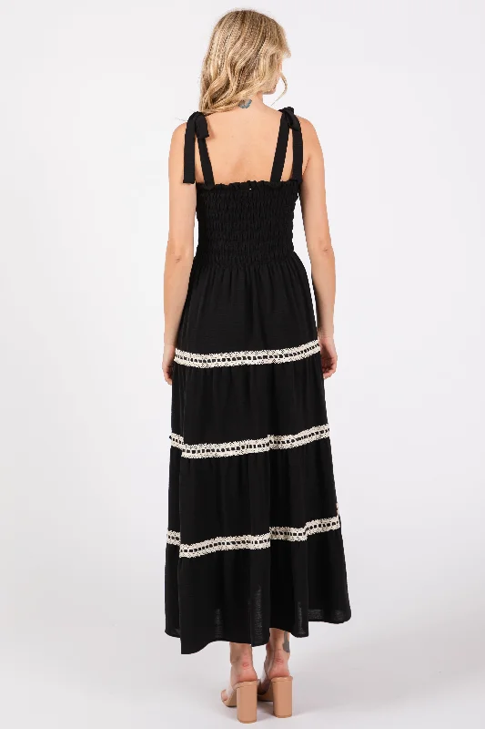 Black Smocked Maxi Dress