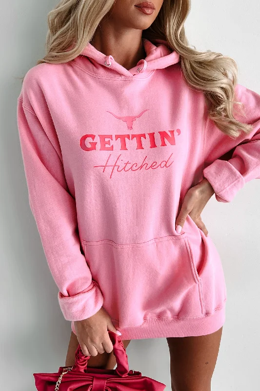 ""Gettin' Hitched"" Graphic Hoodie (Candy Pink) - Print On Demand