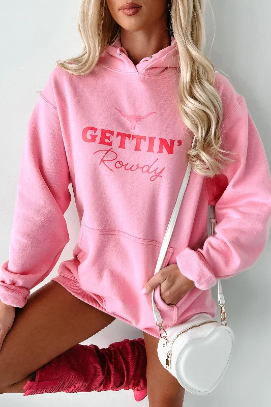 ""Gettin' Rowdy” Graphic Hoodie (Candy Pink) - Print On Demand