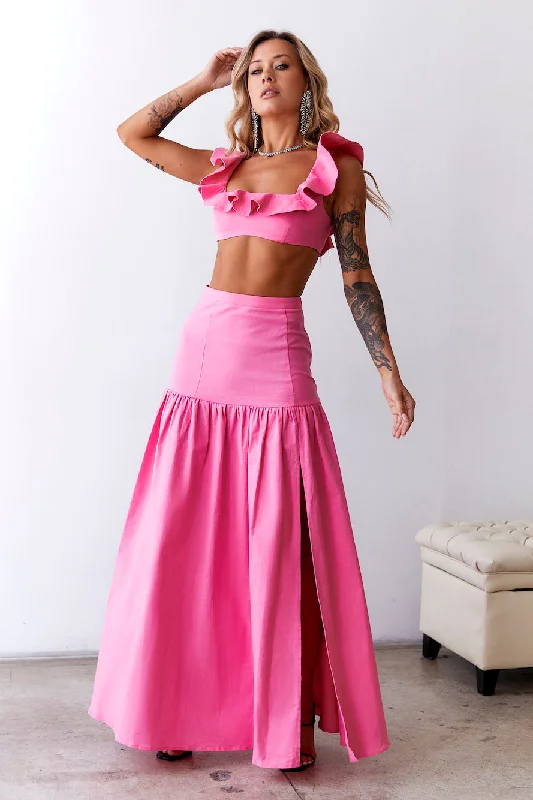 HELLO MOLLY Dessert Menu Maxi Skirt Pink