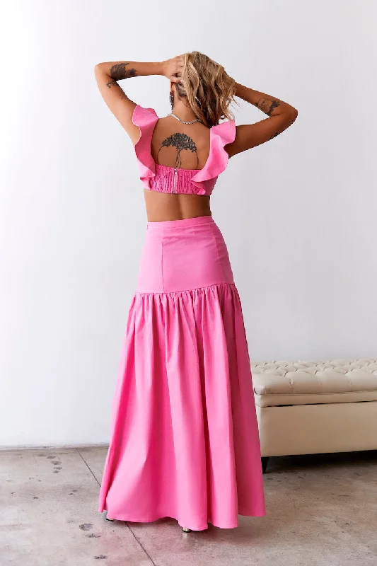 HELLO MOLLY Dessert Menu Maxi Skirt Pink