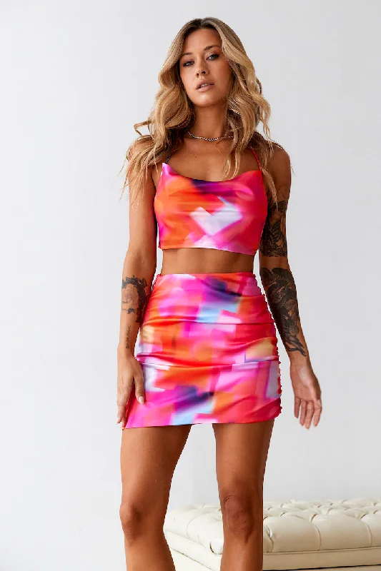 HELLO MOLLY Fiery Fiesta Asymmetrical Mini Skirt Multi