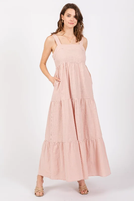 Light Pink Tiered Maxi Dress