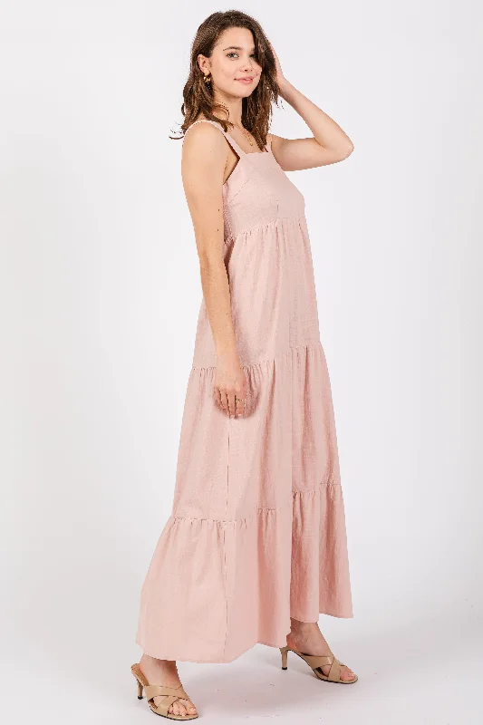 Light Pink Tiered Maxi Dress