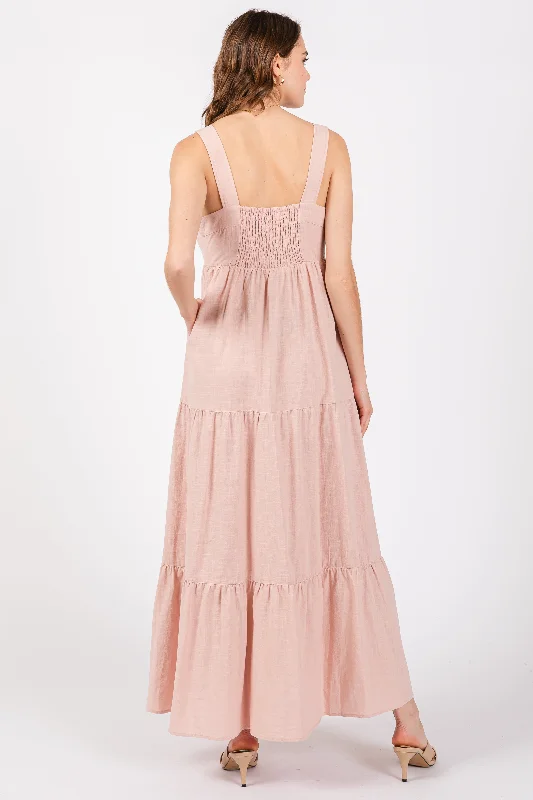 Light Pink Tiered Maxi Dress