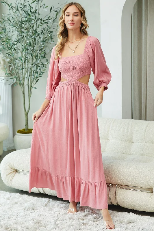 Pink Cutout Maxi Dress