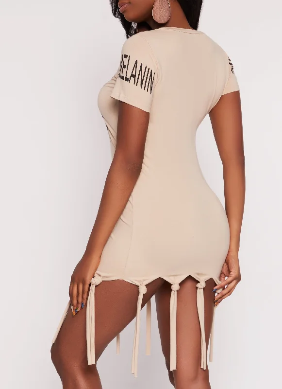 Melanin Graphic Knot Hem Graphic T Shirt Dress