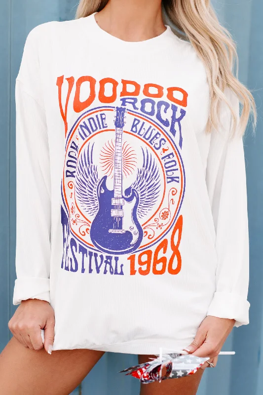 ""Voodoo Rock Festival"" Corded Graphic Crewneck (Ivory) - Print On Demand