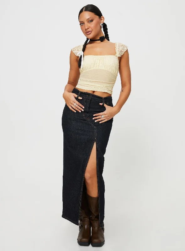 Barbara Split Midi Skirt Dark Denim