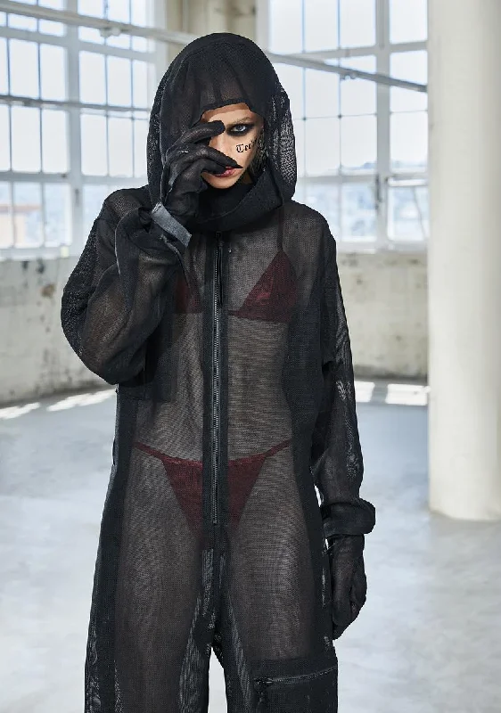 Bassline Sheer Hooded Jumpsuit