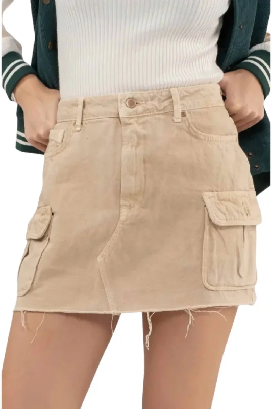 Cargo Mini Skirt In Sand