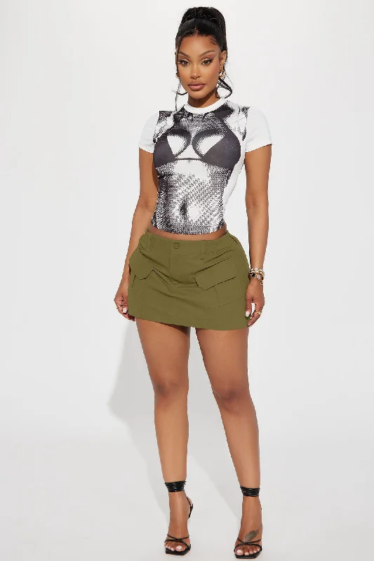 Catalina Solid Cargo Mini Skirt - Olive