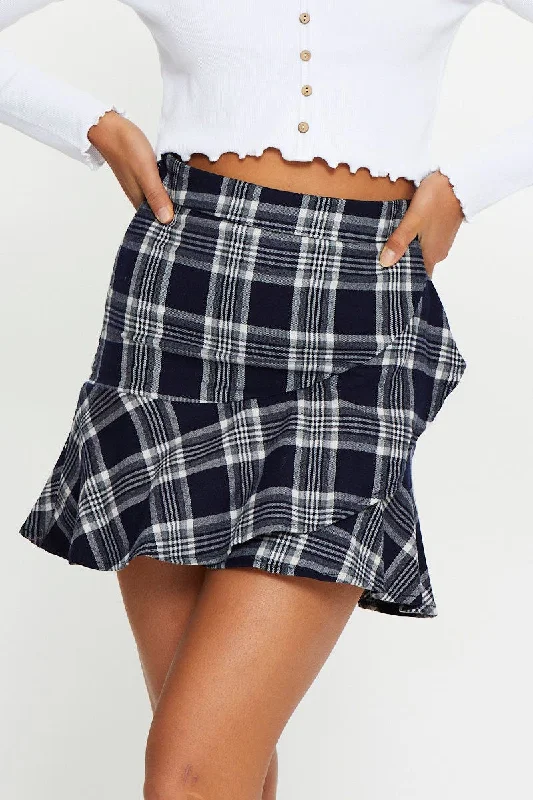 Check Wrap Skirt Mini