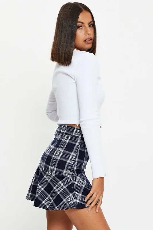 Check Wrap Skirt Mini