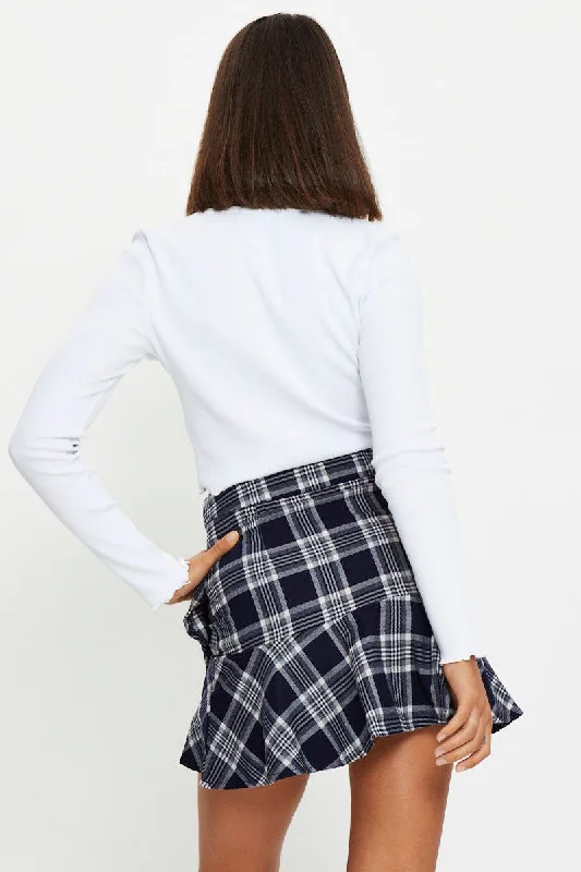 Check Wrap Skirt Mini