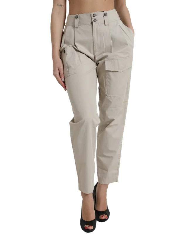 Dolce & Gabbana  Cotton High Waist Tape Women's Pants