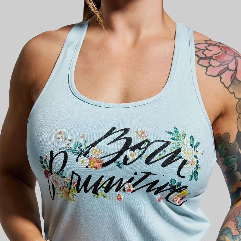 Floral Calligraphy Staple Tank (Sky Blue)