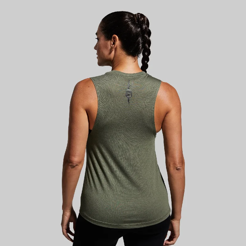 Give Me Liberty Flowy Muscle Tank (Military Green)