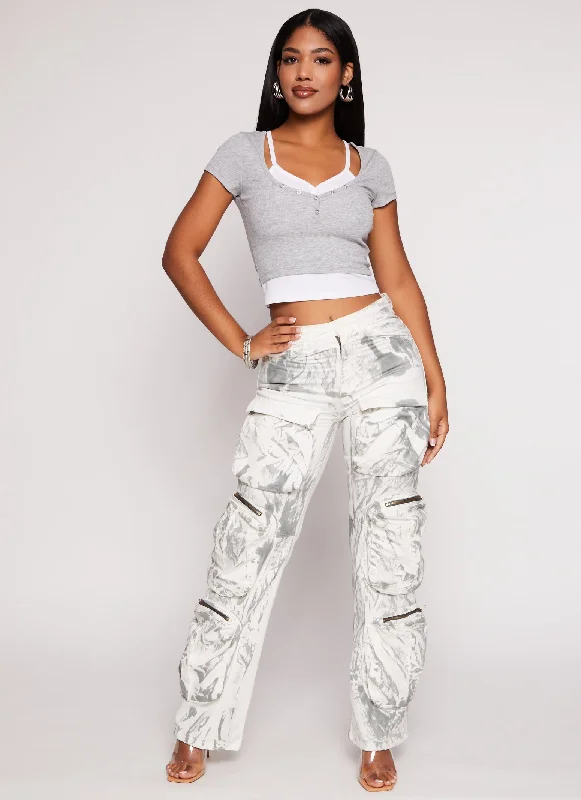 Paint Splatter Wide Leg Cargo Pants