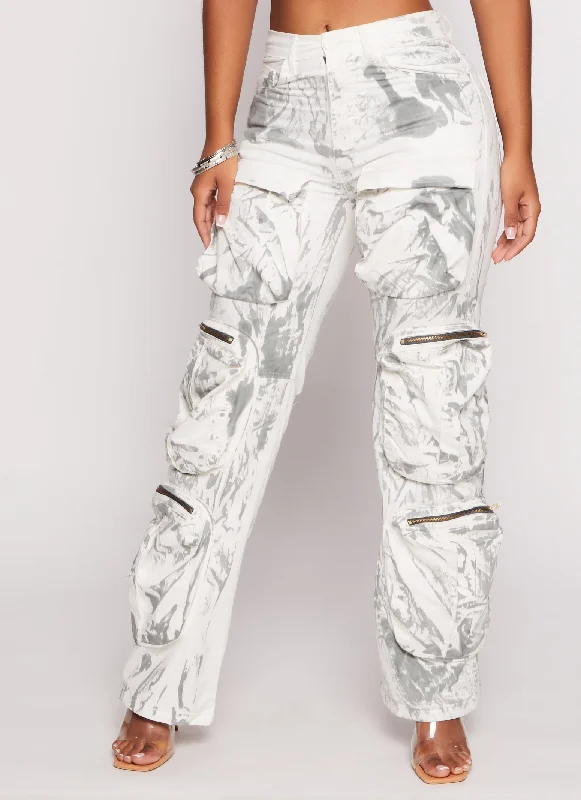 Paint Splatter Wide Leg Cargo Pants