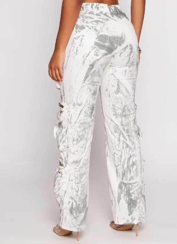 Paint Splatter Wide Leg Cargo Pants