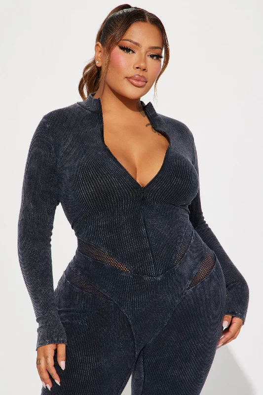 I Can Tell  Mineral Wash Jumpsuit - Black