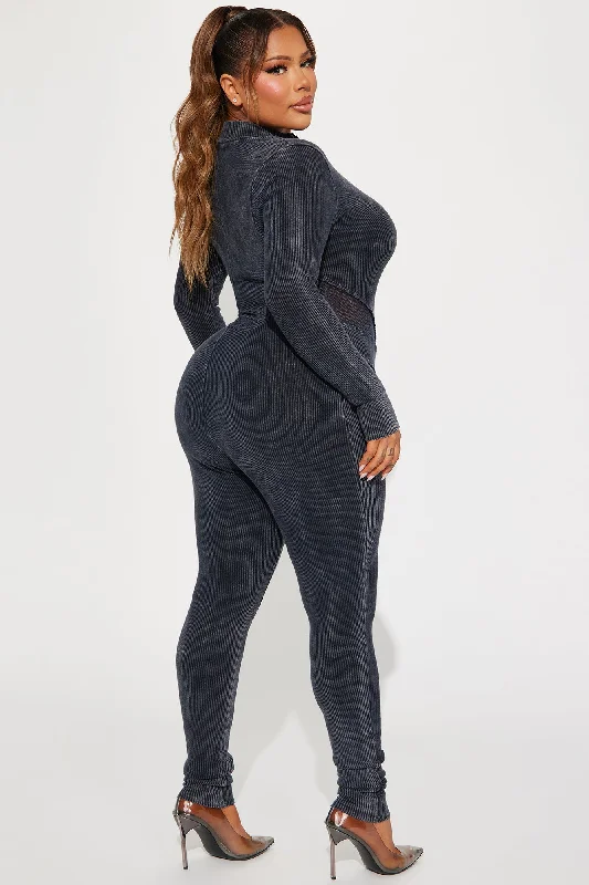 I Can Tell  Mineral Wash Jumpsuit - Black