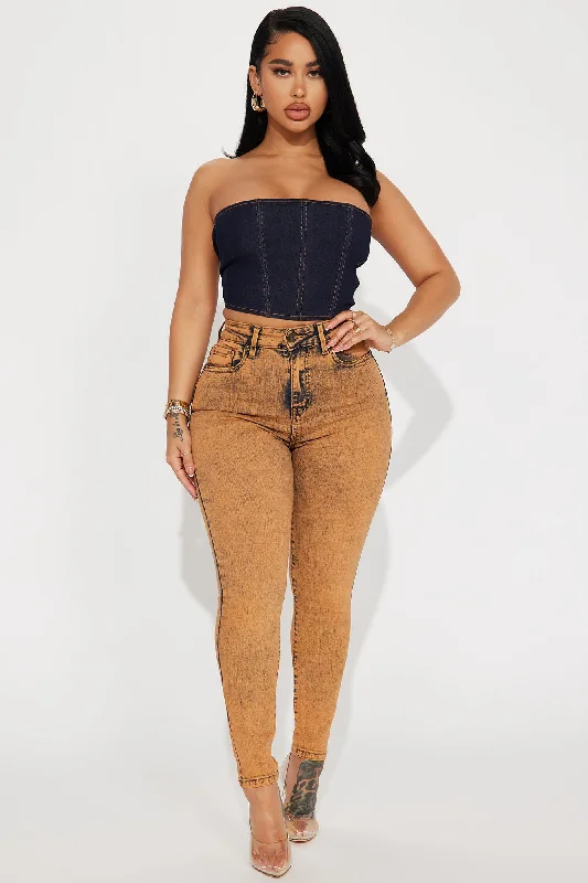 It's Giving High Stretch Curvy Skinny Jeans - Orange