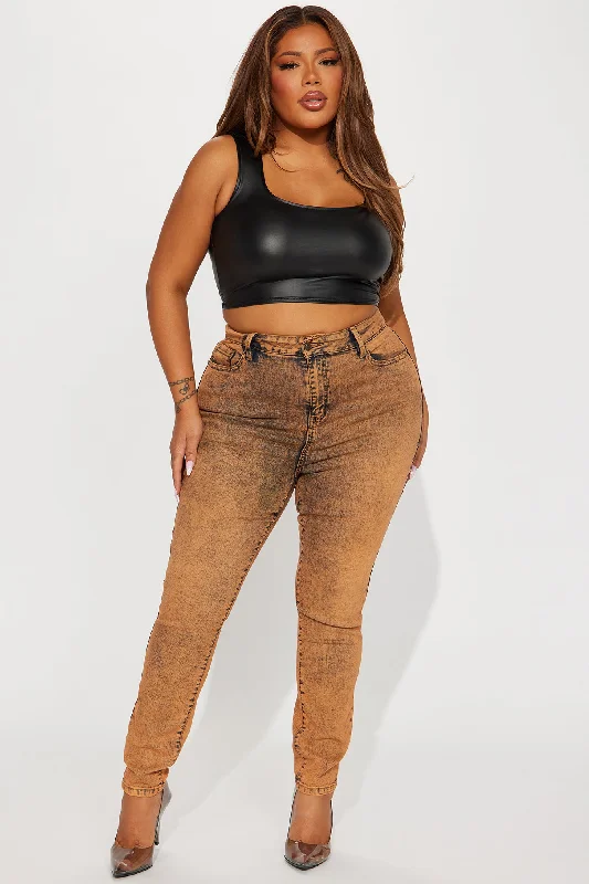 It's Giving High Stretch Curvy Skinny Jeans - Orange