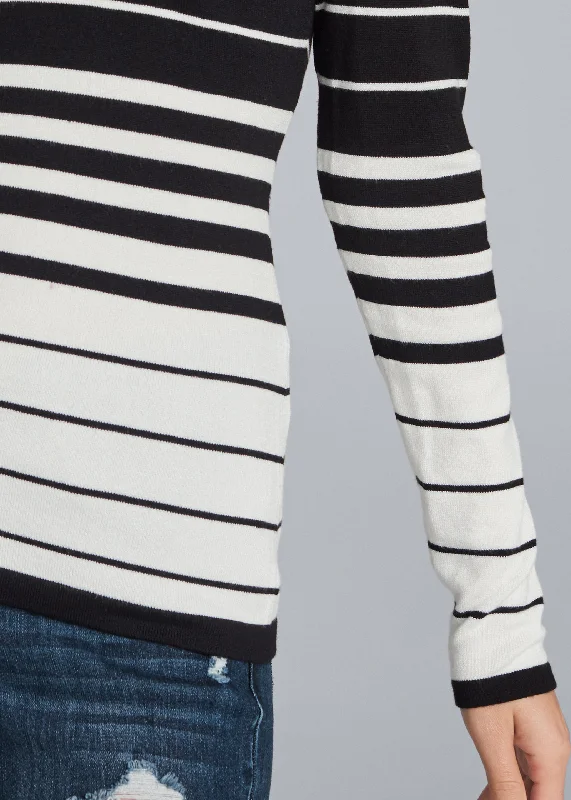 Back detail striped sweater - Black & White