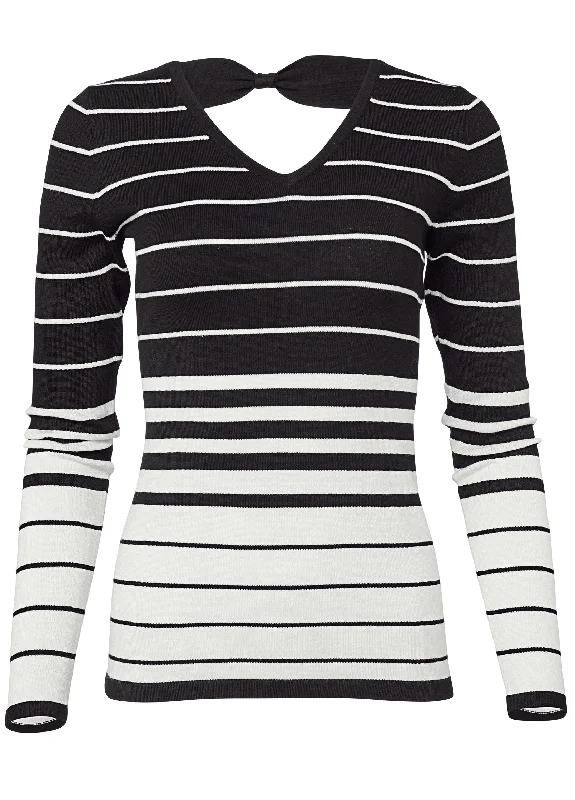 Back detail striped sweater - Black & White