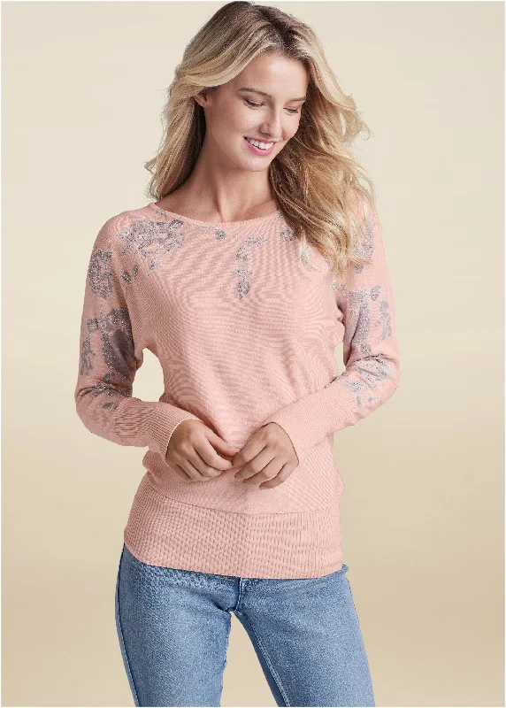 Floral detail sweater - Pink