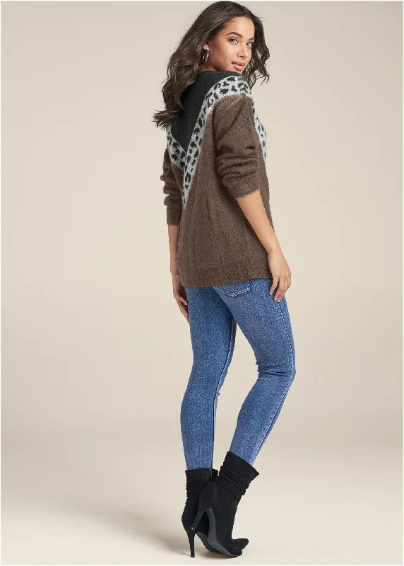 Leopard stripe sweater - Black Multi