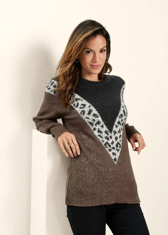 Leopard stripe sweater - Black Multi