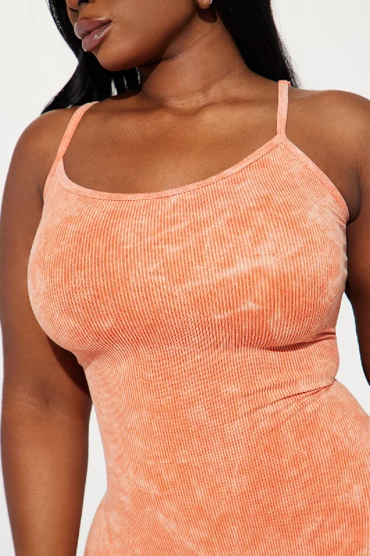 Katie Mineral Wash Seamless Romper - Orange