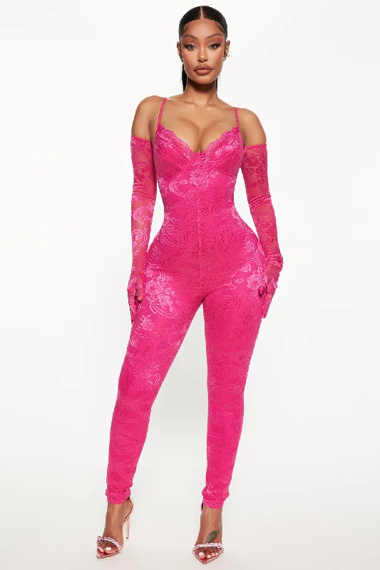 Lily Lace Jumpsuit Set - Pink