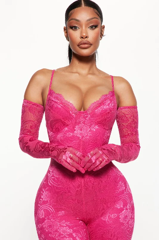 Lily Lace Jumpsuit Set - Pink