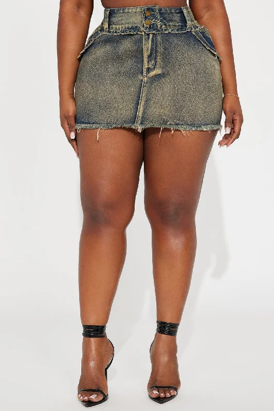 Love Sick Tinted Denim Mini Skirt - Dark Wash