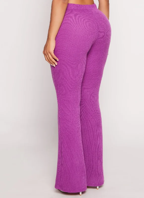 Ribbed Knit Flared Pants