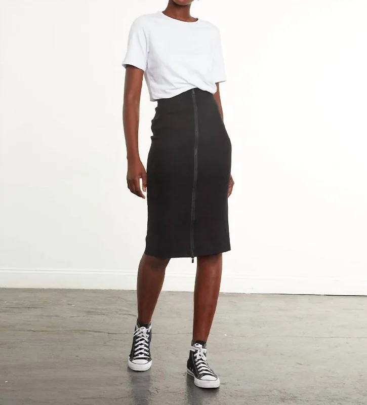 Neoprene Zip Skirt In Black