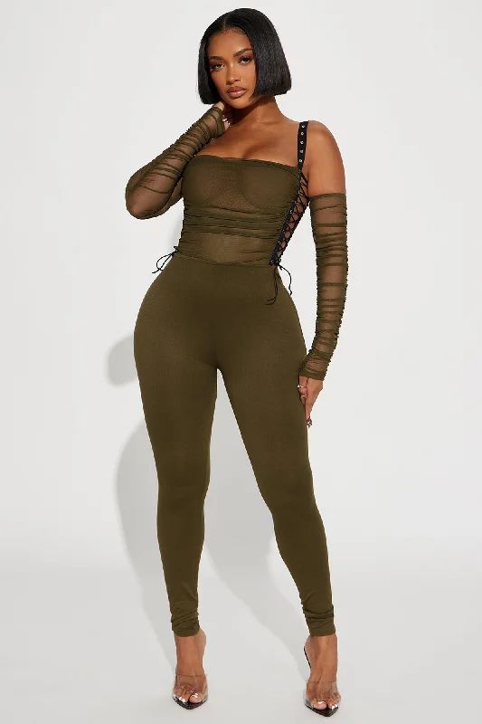 Never Blend In Mesh Jumpsuit - Olive