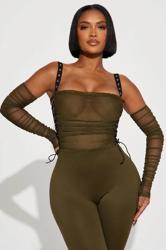 Never Blend In Mesh Jumpsuit - Olive