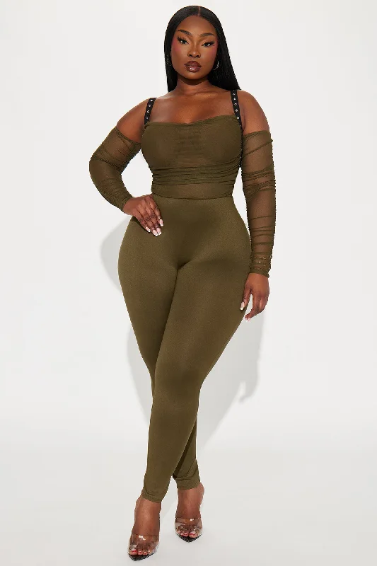 Never Blend In Mesh Jumpsuit - Olive