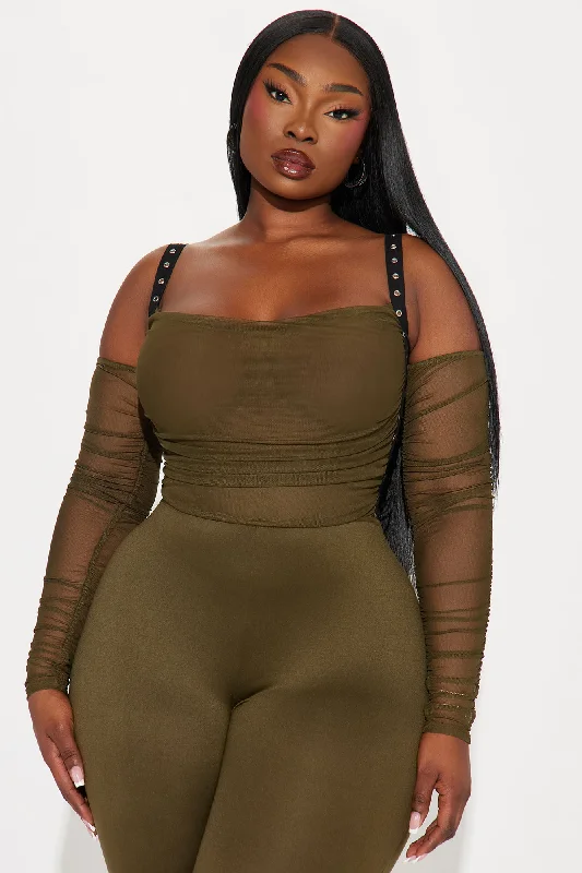 Never Blend In Mesh Jumpsuit - Olive