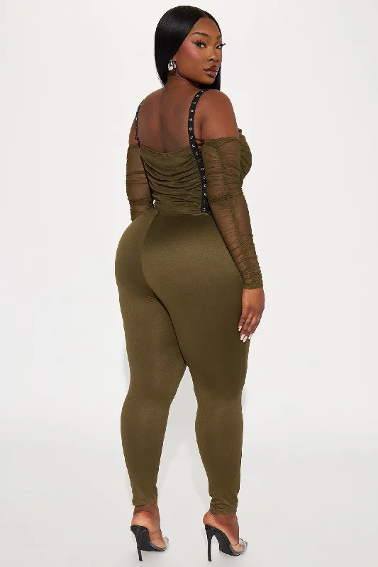 Never Blend In Mesh Jumpsuit - Olive