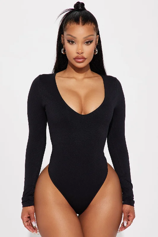 Next Level Plunge Bodysuit - Black