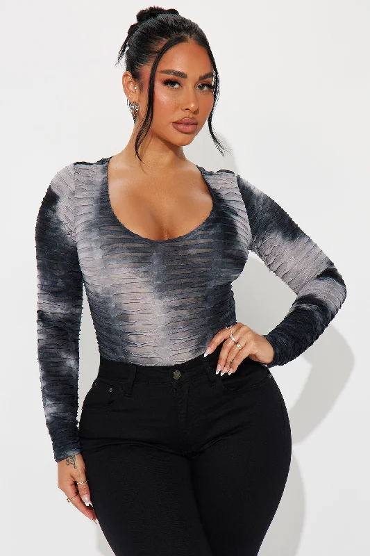 Notice You Distressed Bodysuit - Black/combo