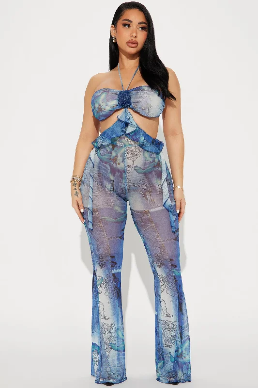 Perfect Storm Mesh Jumpsuit - Blue/combo