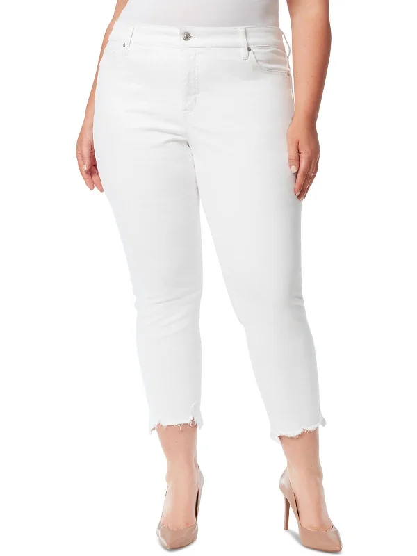 Plus Womens High Rise Slim Straight Leg Jeans